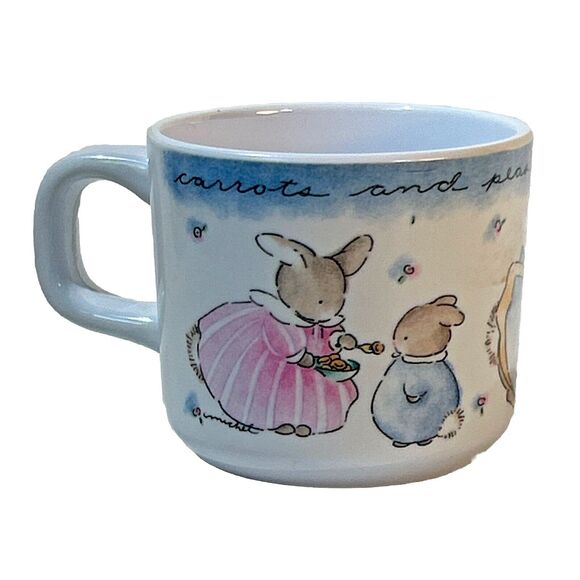 Vintage Charpente-Carrots & Peas Baby Say Please-Rabbit Bunny-Melamine Child Cup - Picture 1 of 7